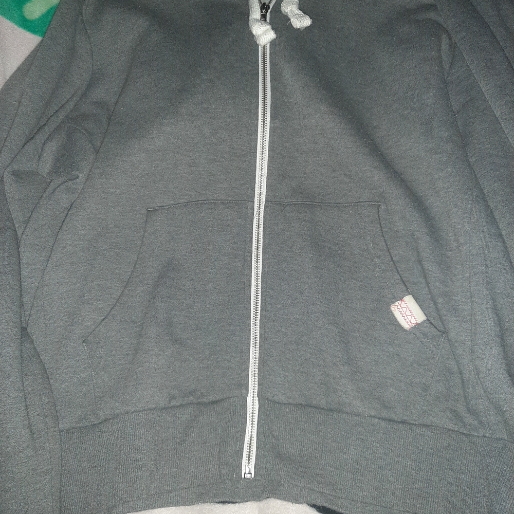 Classic Gray Zip Hoodie with Drawstring - Picture 12 of 12
